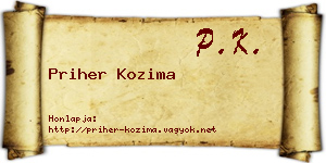 Priher Kozima névjegykártya